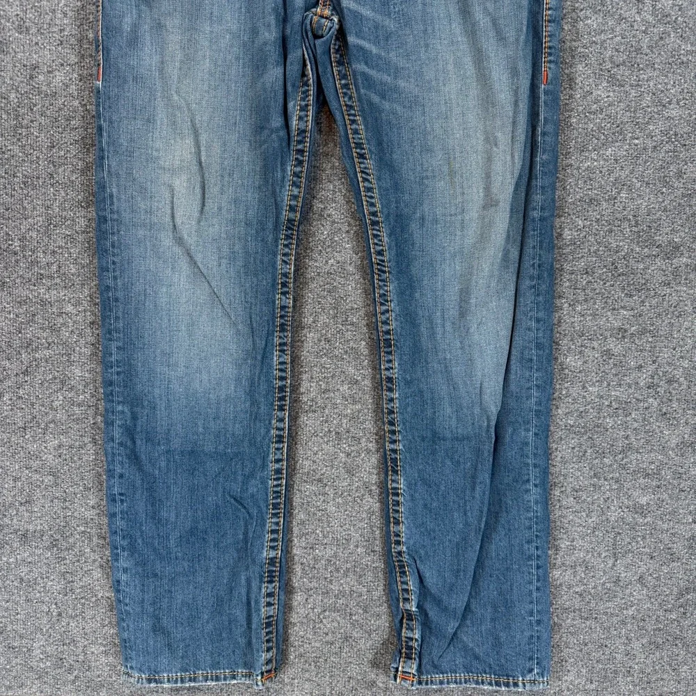 True Religion Slim Jeans Mens 38 Blue Contrast Stitch Horseshoe Denim Casual